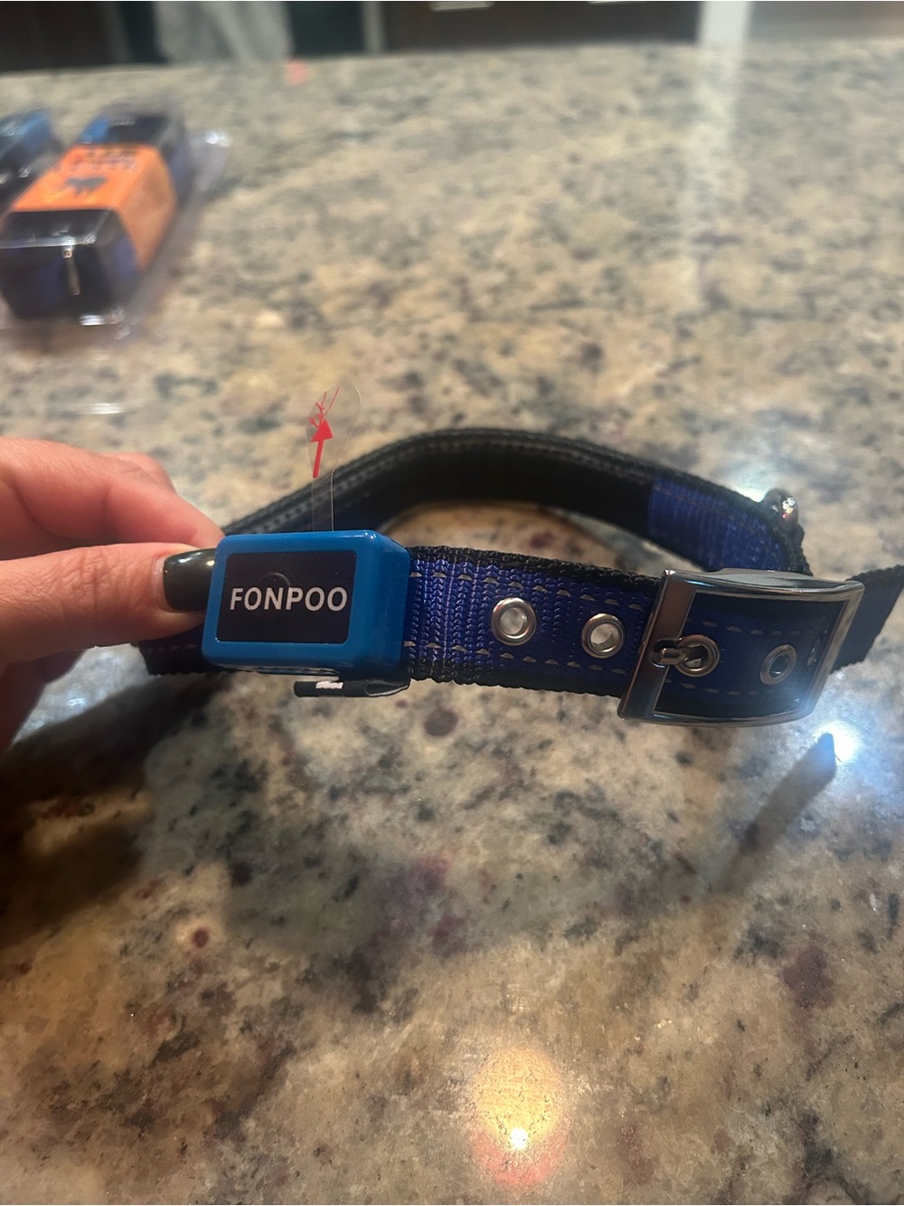 Dogs blue collar with light in size small